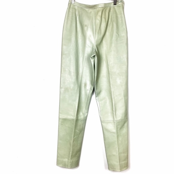 Valentino light green leather high waist pants